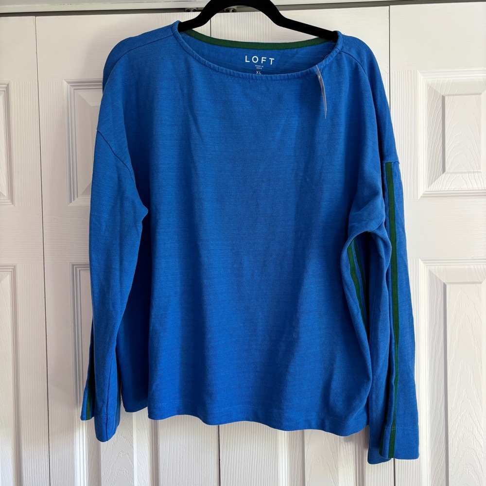 LOFT boatneck top with trim